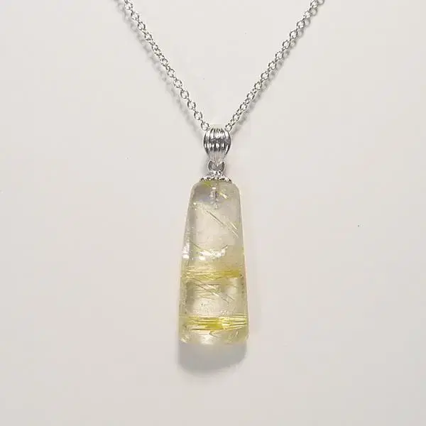 천연 침수정 금침수정 Rutilated quartz pendant